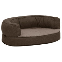 Produktbild för Ergonomisk hundmadrass 60x42 cm linnelook fleece brun