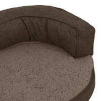 Produktbild för Ergonomisk hundmadrass 60x42 cm linnelook fleece brun