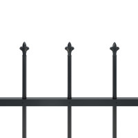 Produktbild för Trädgårdsstaket med spjuttopp stål 5,1x1,2 m svart