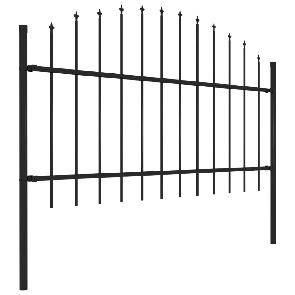 Produktbild för Trädgårdsstaket med spjutstång stål 1005x125 cm svart