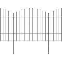 Produktbild för Trädgårdsstaket med spjuttopp stål (1,5-1,75)x11,9 m svart