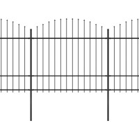 Produktbild för Trädgårdsstaket med spjuttopp stål (1,5-1,75)x17 m svart