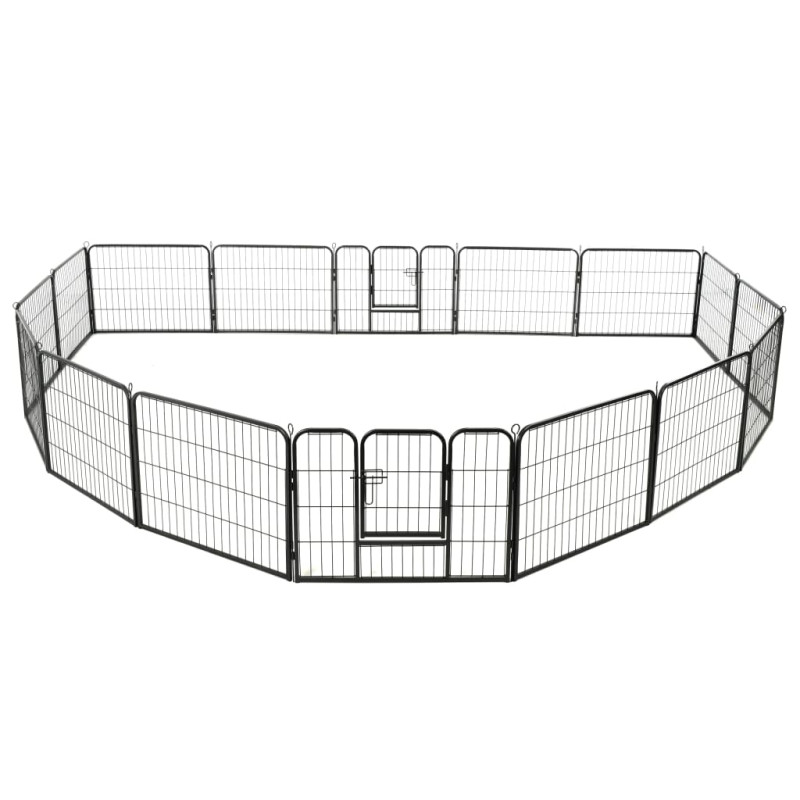 Produktbild för Hundhage 16 paneler stål 60x80 cm svart