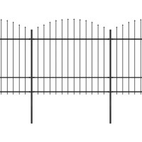 Produktbild för Trädgårdsstaket med spjuttopp stål (1,5-1,75)x3,4 m svart