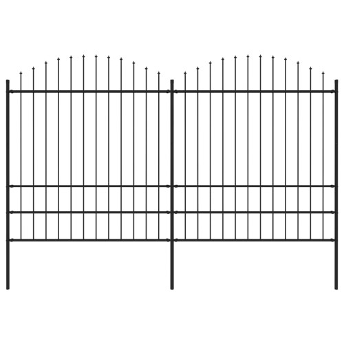 vidaXL Trädgårdsstaket med spjuttopp stål (1,75-2)x3,4 m svart