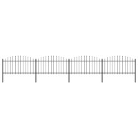 Produktbild för Trädgårdsstaket med spjuttopp stål (1,25-1,5)x6,8 m svart