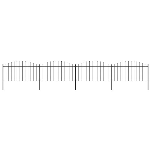 vidaXL Trädgårdsstaket med spjuttopp stål (1,25-1,5)x6,8 m svart