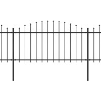 Produktbild för Trädgårdsstaket med spjuttopp stål (1,25-1,5)x6,8 m svart