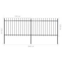 Produktbild för Trädgårdsstaket med spjuttopp stål 3,4x1,2 m svart
