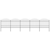 Produktbild för Trädgårdsstaket med spjuttopp stål (1,5-1,75)x8,5 m svart