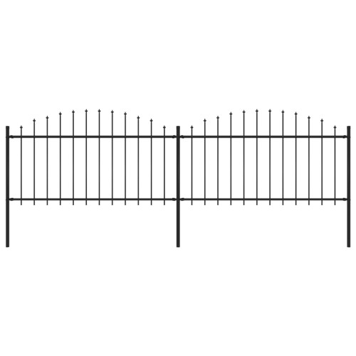 vidaXL Trädgårdsstaket med spjuttopp stål (1,25-1,5)x3,4 m svart