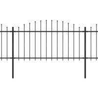 Produktbild för Trädgårdsstaket med spjuttopp stål (1,25-1,5)x3,4 m svart