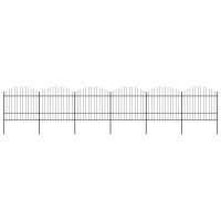 Produktbild för Trädgårdsstaket med spjuttopp stål (1,5-1,75)x10,2 m svart