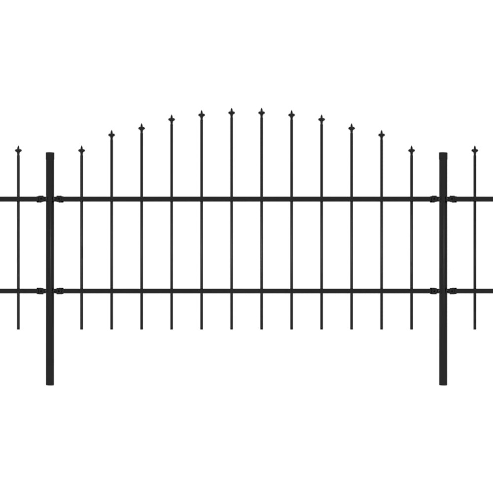 Produktbild för Trädgårdsstaket med spjutspets stål 892,5x100 cm svart