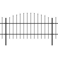 Produktbild för Trädgårdsstaket med spjutspets stål 892,5x100 cm svart