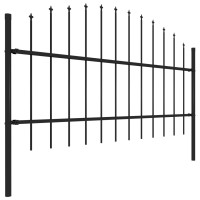 Produktbild för Trädgårdsstaket med spjutspets stål 892,5x100 cm svart