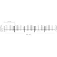 Produktbild för Trädgårdsstaket med spjutspets stål 892,5x100 cm svart