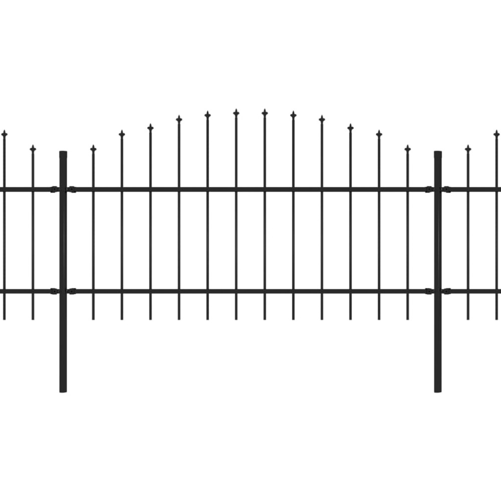 Produktbild för Trädgårdsstaket med spjutspets stål 714,5x125 cm svart