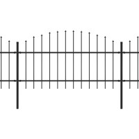 Produktbild för Trädgårdsstaket med spjutspets stål 714,5x125 cm svart