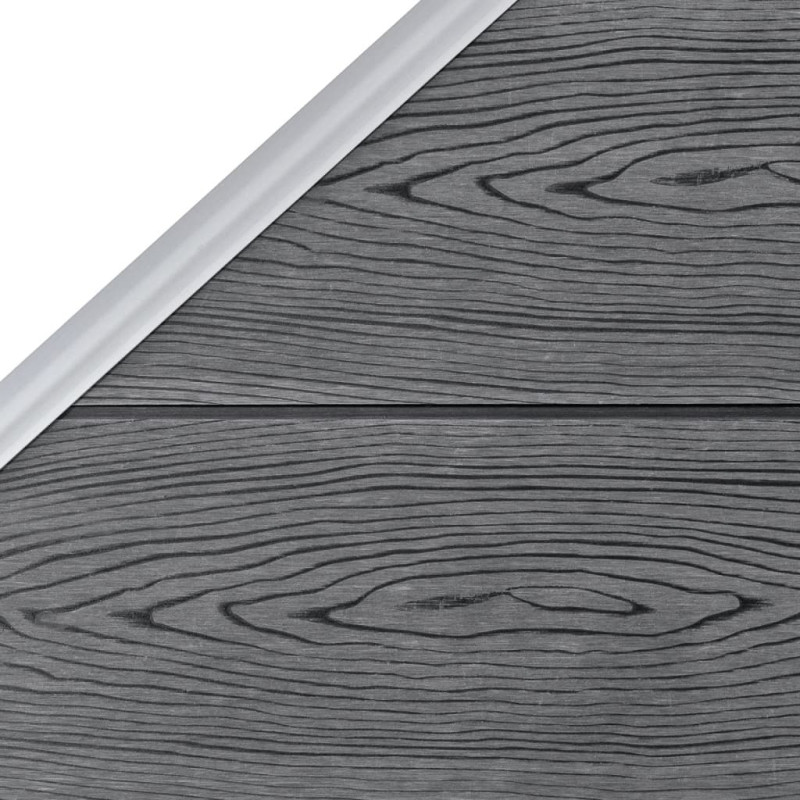 Produktbild för WPC-staketpanel 5 fyrkantig + 1 vinklad 965x186 cm grå