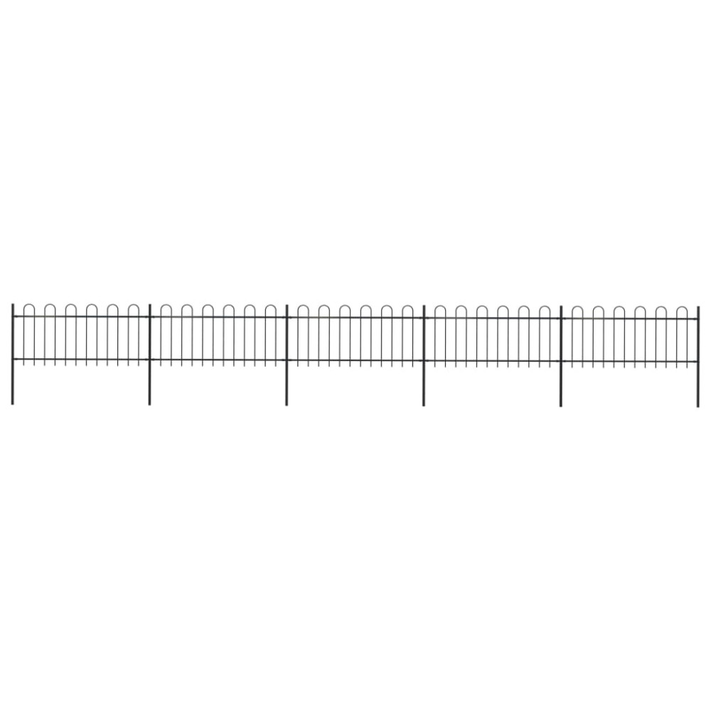 Produktbild för Trädgårdsstaket med bågeöverdel stål 892,5x80 cm svart