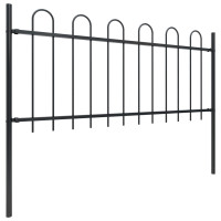 Produktbild för Trädgårdsstaket med bågeöverdel stål 892,5x80 cm svart
