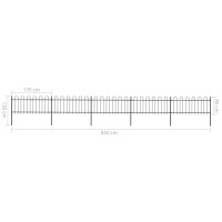 Produktbild för Trädgårdsstaket med bågeöverdel stål 892,5x80 cm svart