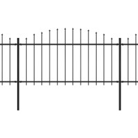 Produktbild för Trädgårdsstaket med spjuttopp stål (1,25-1,5)x5,1 m svart