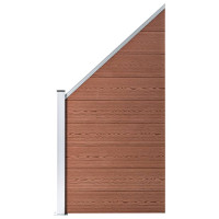 Produktbild för WPC-staketpanel 9 fyrkantig + 1 vinklad 1657x186 cm brun