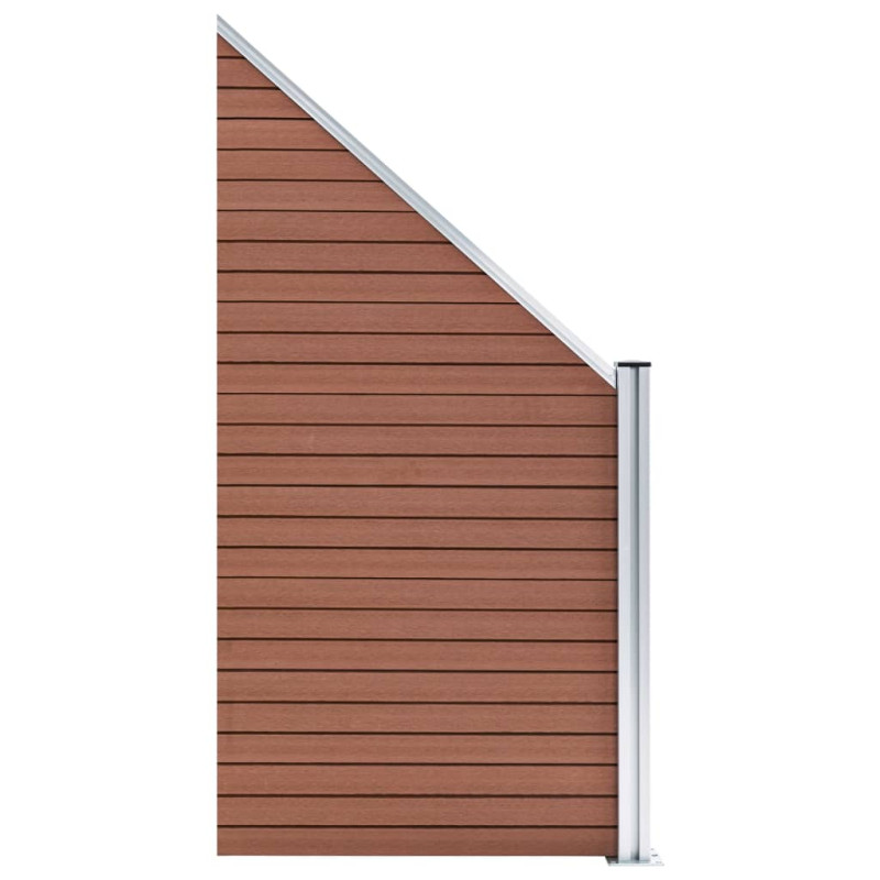 Produktbild för WPC-staketpanel 7 fyrkantig + 1 vinklad 1311x186 cm brun