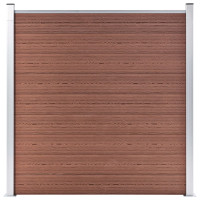 Miniatyr av produktbild för WPC-staketpanel 7 fyrkantig + 1 vinklad 1311x186 cm brun