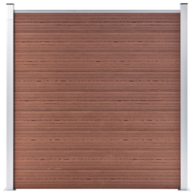 Produktbild för WPC-staketpanel 7 fyrkantig + 1 vinklad 1311x186 cm brun
