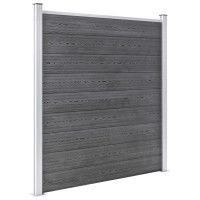 Produktbild för WPC-staketpanel 6 fyrkantig + 1 vinklad 1138x186 cm grå