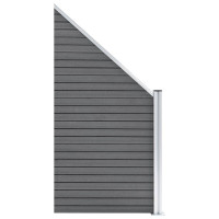 Produktbild för WPC-staketpanel 6 fyrkantig + 1 vinklad 1138x186 cm grå