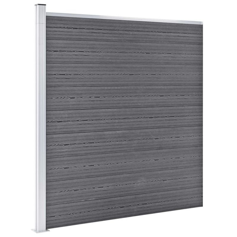 Produktbild för WPC-staketpanel 3 fyrkantig + 1 vinklad 619x186 cm grå