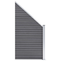 Produktbild för WPC-staketpanel 2 fyrkantig + 1 vinklad 446x186 cm grå