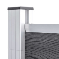 Produktbild för WPC-staketpanel 2 fyrkantig + 1 vinklad 446x186 cm grå
