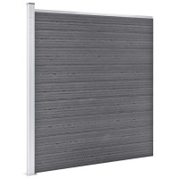 Produktbild för WPC-staketpanel 8 fyrkantig + 1 vinklad 1484x186 cm grå