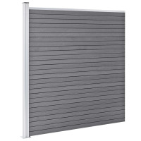 Produktbild för WPC-staketpanel 8 fyrkantig + 1 vinklad 1484x186 cm grå