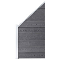 Produktbild för WPC-staketpanel 10 fyrkantig + 1 vinklad 1830x186 cm grå