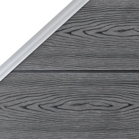 Produktbild för WPC-staketpanel 10 fyrkantig + 1 vinklad 1830x186 cm grå