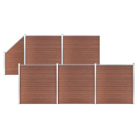 Produktbild för WPC-staketpanel 5 fyrkantig + 1 vinklad 965x186 cm brun