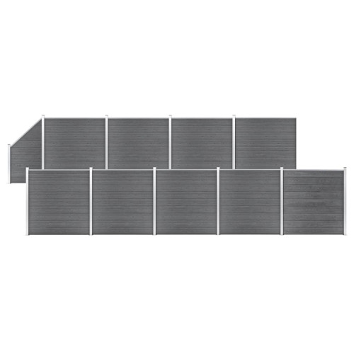 vidaXL WPC-staketpanel 9 fyrkantig + 1 vinklad 1657x186 cm grå