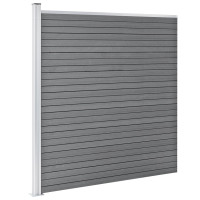 Produktbild för WPC-staketpanel 9 fyrkantig + 1 vinklad 1657x186 cm grå
