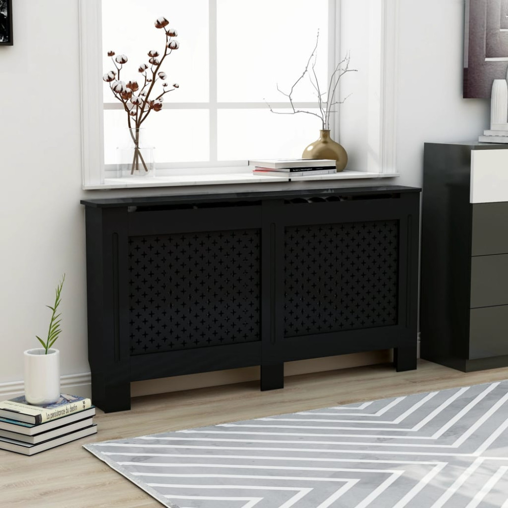 Produktbild för Elementskydd svart 152x19x81,5 cm MDF