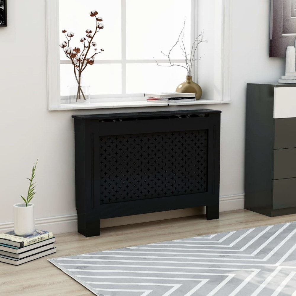 Produktbild för Elementskydd svart 112x19x81,5 cm MDF