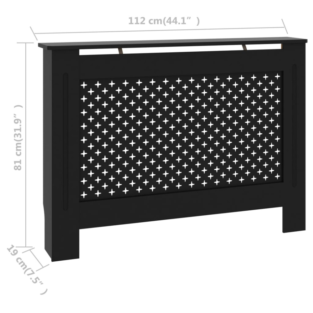 Produktbild för Elementskydd svart 112x19x81,5 cm MDF