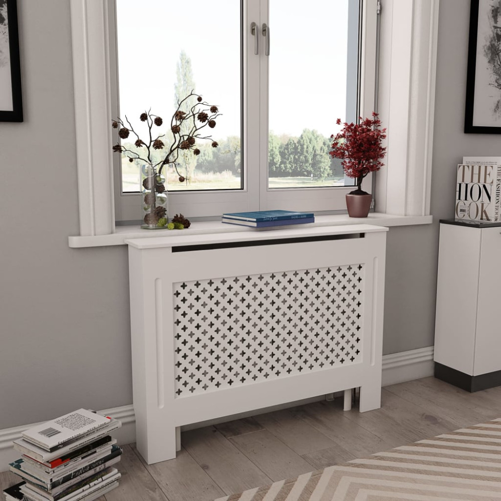 Produktbild för Elementskydd vit 112x19x81,5 cm MDF