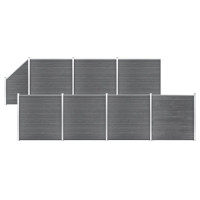 Produktbild för WPC-staketpanel 7 fyrkantig + 1 vinklad 1311x186 cm grå