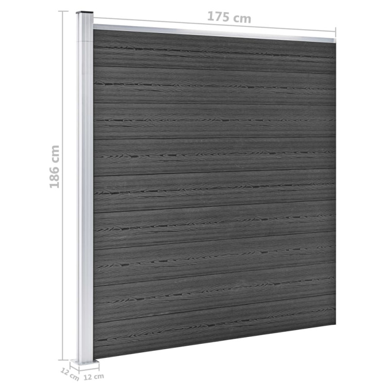 Produktbild för Staketpanel WPC 526x186 cm svart